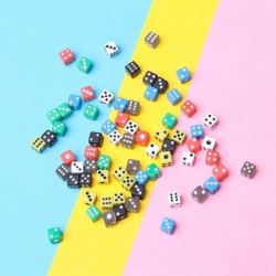 50PCS/Bag 6 Sided Dices Table Games Dice 5MM Acrylic Round Corner Board Game Dice Party Game Dices Portable Cubes Digital Dic...