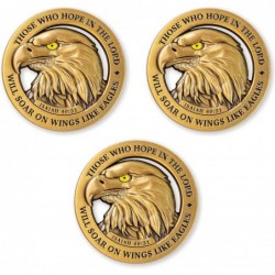 American Bald Eagle Challenge Coin Bulk Pack of 3 Christian Pocket Tokens Isaiah 40:31 Bible Study Supplies for Men Religious...