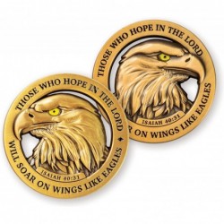 American Bald Eagle Challenge Coin Bulk Pack of 3 Christian Pocket Tokens Isaiah 40:31 Bible Study Supplies for Men Religious...