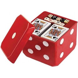 6-IN-1 Dice Cube Game Set - - Board Game and Casino Set – Includes Chess Checkers and Backgammon 2 Decks of Playing Cards Pok...