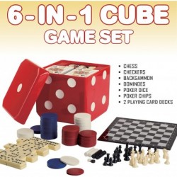 6-IN-1 Dice Cube Game Set - - Board Game and Casino Set – Includes Chess Checkers and Backgammon 2 Decks of Playing Cards Pok...