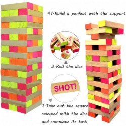 Black Light Tumble Tower Game Set 54 Blocks with Funny Commands and Games on 45 of Them Perfect Pregame Party Starter Funny N...