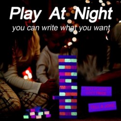 Black Light Tumble Tower Game Set 54 Blocks with Funny Commands and Games on 45 of Them Perfect Pregame Party Starter Funny N...