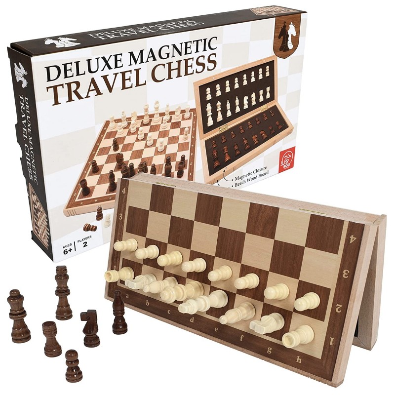 Magnetic Travel Chess - Play Chess in Planes Trains and Cars! - Magnetic Chess Board Set for Kids Beechwood Board - Ages 6+ $...