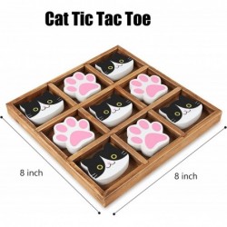 Tic Tac Toe Game 8 Inch Wooden Tic-Tac-Toe Game Cute Animal Cat Themed Wood Tic Tac Toe Game $34.85 Travel Games