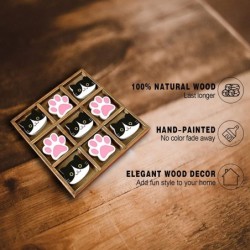 Tic Tac Toe Game 8 Inch Wooden Tic-Tac-Toe Game Cute Animal Cat Themed Wood Tic Tac Toe Game $34.85 Travel Games