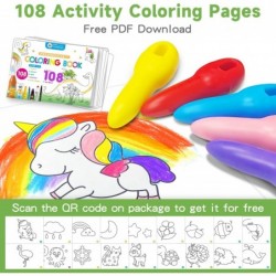 Key Crayons for Toddlers 12 Colors 99.99% Unbreakable Non-Toxic Easy to Hold Washable Crayons with 108 FREE Coloring Books PD...