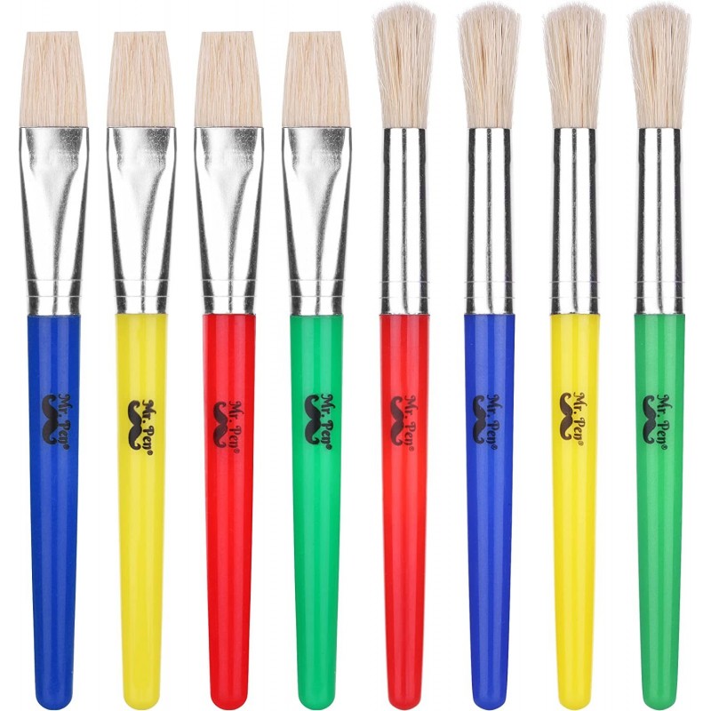 Mr. Pen- Paint Brushes for Kids 8 Pcs Toddler Paint Brushes Chubby Paint Brushes Flat Paint Brush Kids Paint Brush Set Washab...