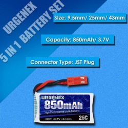 3.7V Lipo Battery 850mah Rechargeable Lipo with JST Plug X5 Charger for MJX Syma Holy Stone Sky Viper RC Quadcopter Drone X56...