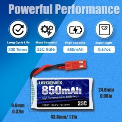 3.7V Lipo Battery 850mah Rechargeable Lipo with JST Plug X5 Charger for MJX Syma Holy Stone Sky Viper RC Quadcopter Drone X56...