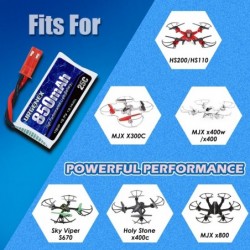 3.7V Lipo Battery 850mah Rechargeable Lipo with JST Plug X5 Charger for MJX Syma Holy Stone Sky Viper RC Quadcopter Drone X56...