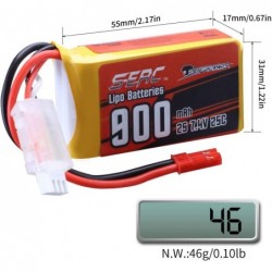 7.4V 2S RC Small Lipo Battery 25C 900mAh with JST Connector for RC Airplane Aircraft Quadcopter Helicopter Drone FPV (2 Packs...