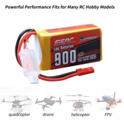 7.4V 2S RC Small Lipo Battery 25C 900mAh with JST Connector for RC Airplane Aircraft Quadcopter Helicopter Drone FPV (2 Packs...