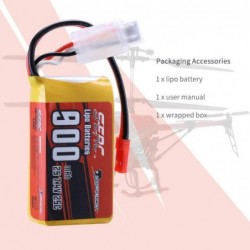 7.4V 2S RC Small Lipo Battery 25C 900mAh with JST Connector for RC Airplane Aircraft Quadcopter Helicopter Drone FPV (2 Packs...