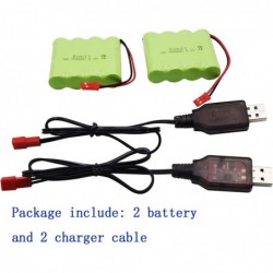 2 Pack JST 4.8V 800mAh Ni-Cd Rechargeable Battery Pack with JST Plug and 2 USB Charger Cable Replacment for Kolegend 1/18 Sca...