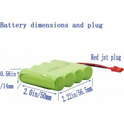 2 Pack JST 4.8V 800mAh Ni-Cd Rechargeable Battery Pack with JST Plug and 2 USB Charger Cable Replacment for Kolegend 1/18 Sca...