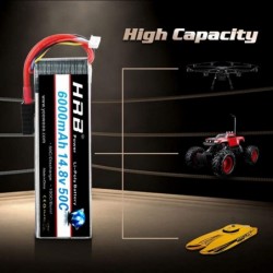 4S Lipo Battery 6000mAh 14.8V 50C with TR Plug RC Lipo Battery Compatible with RC Helicopter Airplane Car Truck RC Boat Remot...