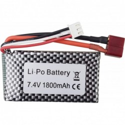 2PCS 7.4V 1800mAh T-Head High-Rate Lithium Battery for WLTOYS A959-B A969-B A979-B K929-B 144001 RC High-Speed Off-Road Vehic...