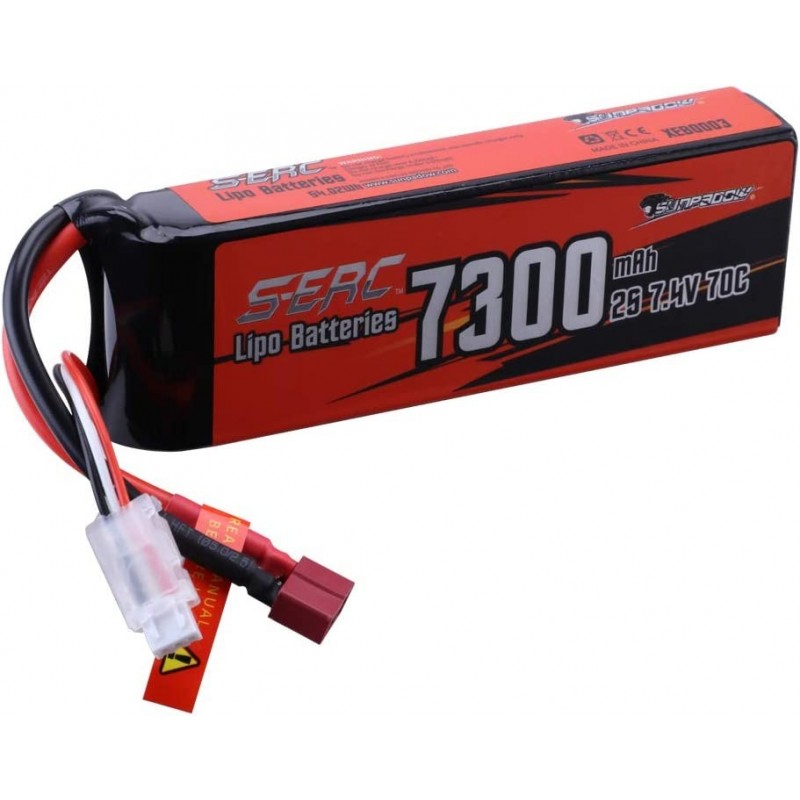 2S 7.4V Lipo Battery 7300mAh 70C Soft Pack with Deans T Plug for 1/8 1/10 RC Model Vehicle Car Truck Tank Buggy Truggy Racing...