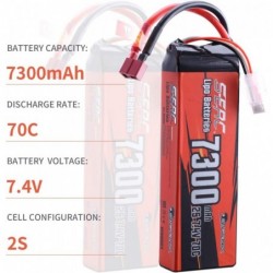 2S 7.4V Lipo Battery 7300mAh 70C Soft Pack with Deans T Plug for 1/8 1/10 RC Model Vehicle Car Truck Tank Buggy Truggy Racing...