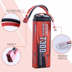 2S 7.4V Lipo Battery 7300mAh 70C Soft Pack with Deans T Plug for 1/8 1/10 RC Model Vehicle Car Truck Tank Buggy Truggy Racing...