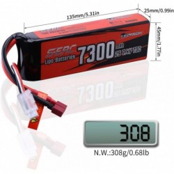 2S 7.4V Lipo Battery 7300mAh 70C Soft Pack with Deans T Plug for 1/8 1/10 RC Model Vehicle Car Truck Tank Buggy Truggy Racing...