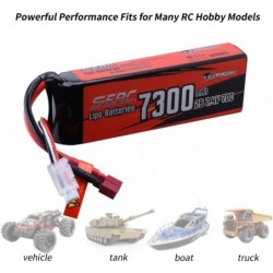 2S 7.4V Lipo Battery 7300mAh 70C Soft Pack with Deans T Plug for 1/8 1/10 RC Model Vehicle Car Truck Tank Buggy Truggy Racing...