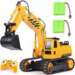 Remote Control Excavator Toy 2 Batteries Digger Hydraulic Construction Vehicles RC Trucks Toys for Boys Girls Kids 3 4 5 6 7 ...