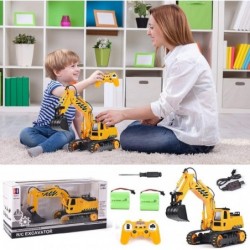 Remote Control Excavator Toy 2 Batteries Digger Hydraulic Construction Vehicles RC Trucks Toys for Boys Girls Kids 3 4 5 6 7 ...