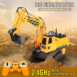 Remote Control Excavator Toy 2 Batteries Digger Hydraulic Construction Vehicles RC Trucks Toys for Boys Girls Kids 3 4 5 6 7 ...