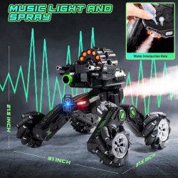 RC Tank Car with Drift Remote and Hand Gesture Control Dual Mode Stunt Truck with Light Spray and Music 2.4Ghz Free Deformati...