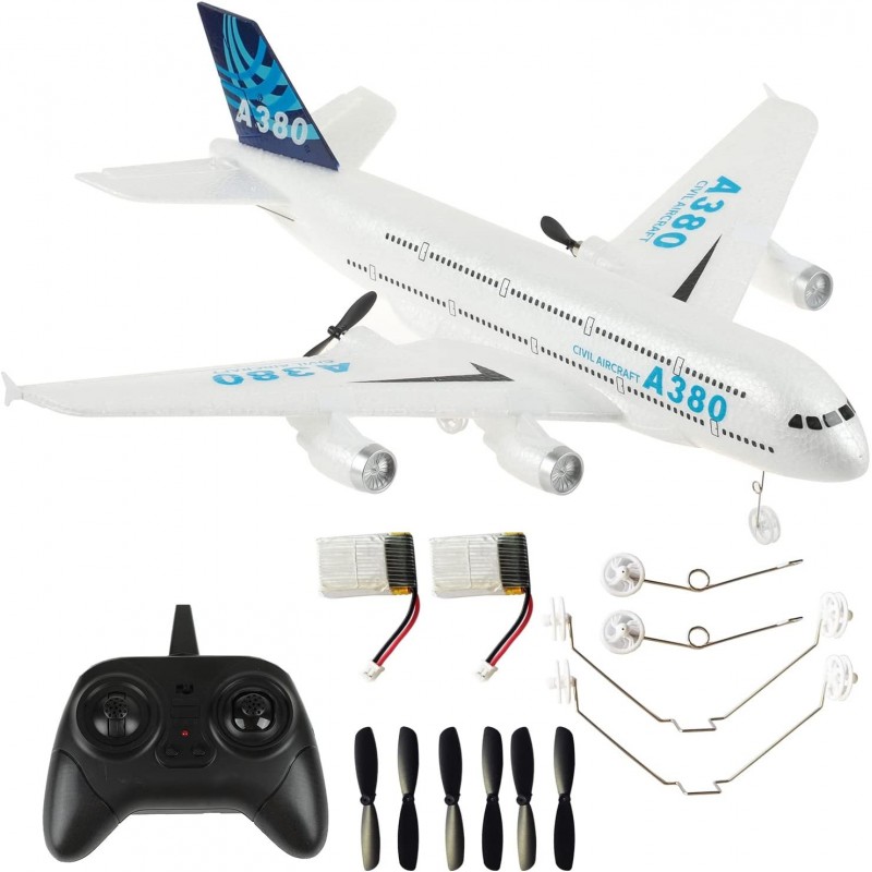 RC Plane Remote Control Airplane 2.4Ghz DIY 3 Channels Remote Control Airplane Built in 6-Axis Gyro A380 RC Aircraft for Kids...