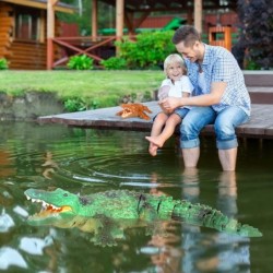 Remote Control Shark Alligator for Pool Toys RC Crocodile Boat Water Diving Toys 2.4GHz with Glowing Eyes USB Rechargeable Wa...