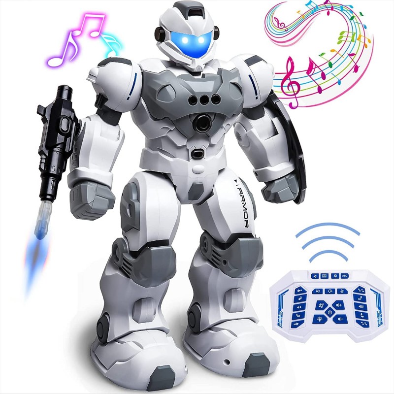 RC Robot Toys for Kids Remote Control Robot Toy with Dancing/Shooting Rechargeable Programmable with 2.4GHz Intelligent Gestu...