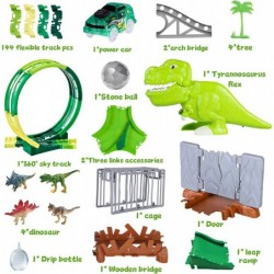 Dinosaur Toys Race Car Track Spray Dinosaur Racing Car Tracks Toy Flexible Tracks with 360 Loop Create a Road Dinosaur Escape...