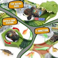 Dinosaur Toys Race Track 174pcs Flexible Track Set with 2 Dino Cars Create a Dinosaur World Road Race Include 8 Dinosaur Figu...