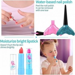 Kids Makeup Kit for Girl 20Pcs Washable Non Toxic Stage Makeup Show Toys Toddler Carrying Cosmetic Bag Mermaid Dress Up Real ...