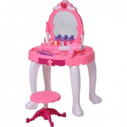 Children Dressing Table Set Girls Pretend Princess Vanity Table with Music Lightening Pink $78.12 Dress-Up Toy Vanities