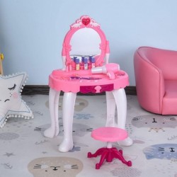 Children Dressing Table Set Girls Pretend Princess Vanity Table with Music Lightening Pink $78.12 Dress-Up Toy Vanities