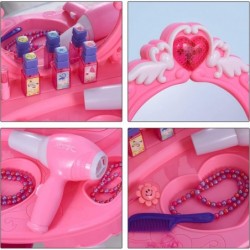 Children Dressing Table Set Girls Pretend Princess Vanity Table with Music Lightening Pink $78.12 Dress-Up Toy Vanities