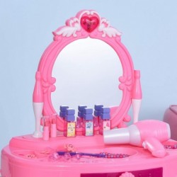 Children Dressing Table Set Girls Pretend Princess Vanity Table with Music Lightening Pink $78.12 Dress-Up Toy Vanities