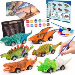 Dinosaur Toys for Kids 3-12 Year Old 2 in 1 Dinosaurs Painting Kits and Pull Back Cars for Boys 5-7 Arts and Crafts Set for G...