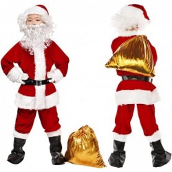 Child Santa Suit 9Pc Deluxe Plush Christmas Children’s Santa Claus Kids Halloween Costume Cosplay for 6+ years $55.73 Kids' C...