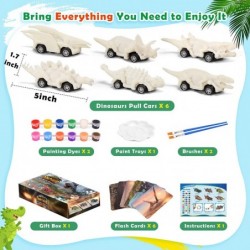 Dinosaur Toys for Kids 3-12 Year Old 2 in 1 Dinosaurs Painting Kits and Pull Back Cars for Boys 5-7 Arts and Crafts Set for G...