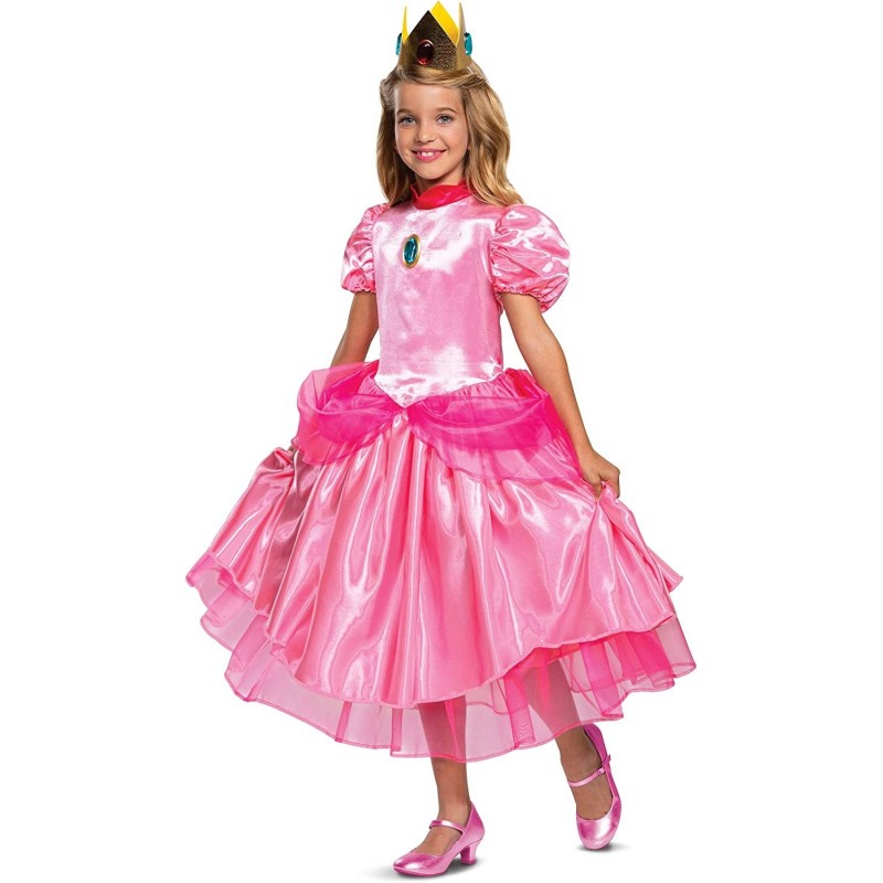 Princess Peach Costume Dress Nintendo Super Mario Bros Deluxe Dress Up Outfit for Girls $43.25 Kids' Costumes