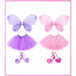 Princess Dresses for Girls Fairy Wings Dress Up Clothes Pretend Play Costumes Trunk with 3 Sets of Princess Dress Up Shoes Gl...