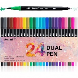 Dual Brush Markers for Adult Coloring Books 24 Colored Journal Planner Pens Fine Point Marker for Art School Office Supplies ...