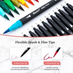 Dual Brush Markers for Adult Coloring Books 24 Colored Journal Planner Pens Fine Point Marker for Art School Office Supplies ...