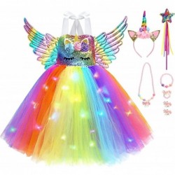 Unicorn Dress for Girls with LED Light Up Princess Dresses for Girls Birthday Halloween Party Decorations $43.56 Kids' Costumes