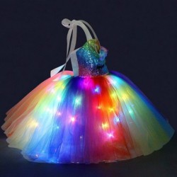 Unicorn Dress for Girls with LED Light Up Princess Dresses for Girls Birthday Halloween Party Decorations $43.56 Kids' Costumes